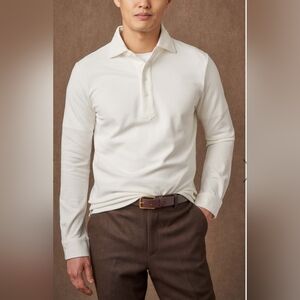 Nwt Spier & Mackay Polo Shirt Mens Xxl  White 100%Cotton Long Sleeve Button Down